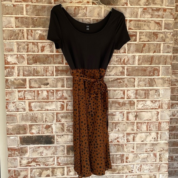 Shein Black Brown Animal Print Dress - Picture 2 of 9